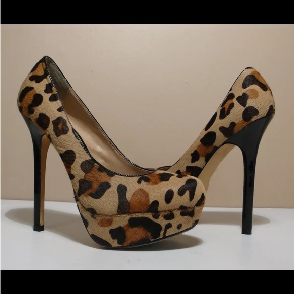 Steve Madden Shoes - STEVE MADDEN BEVV-L Women's Real Fur Pony Hair cheetah Platform Heels Sz 7.5